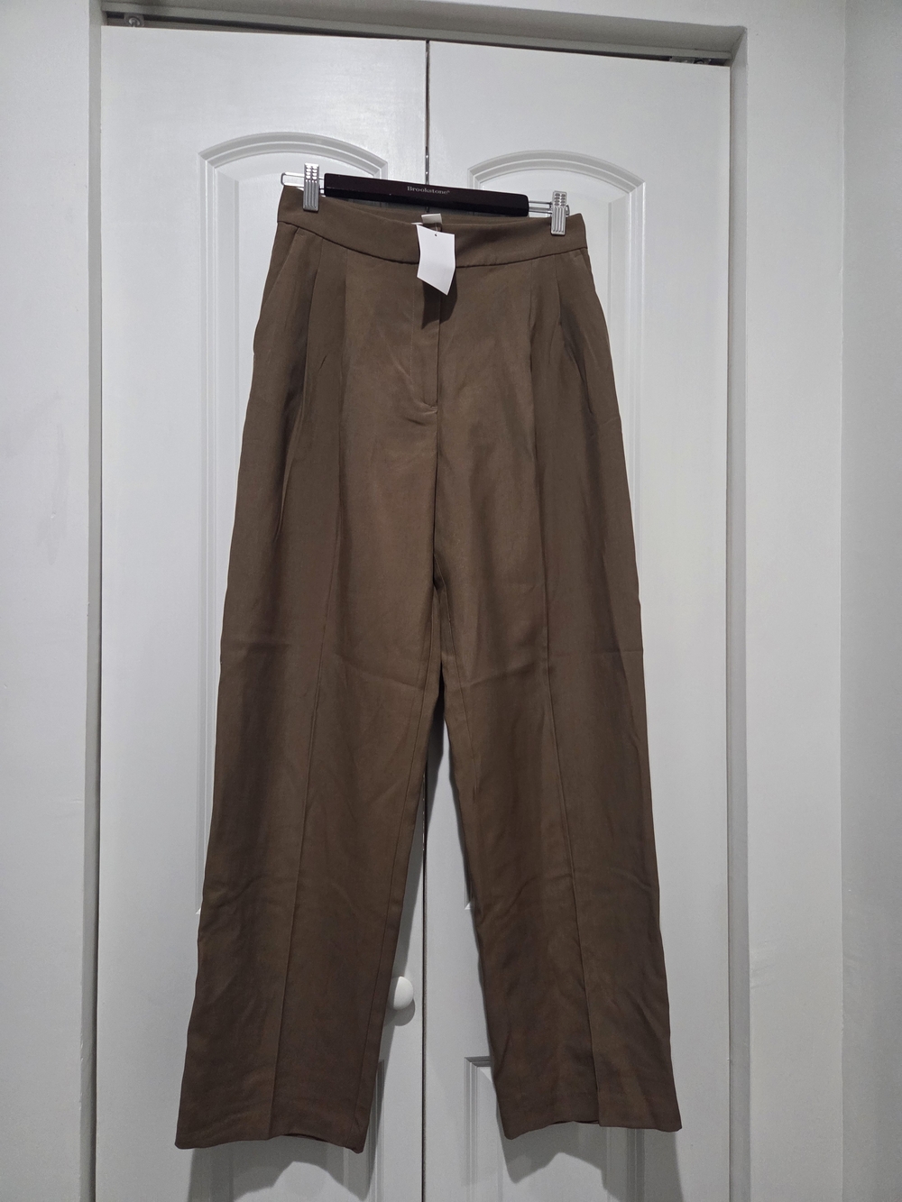 H&M Brown High-Waist Wide-Leg Trousers